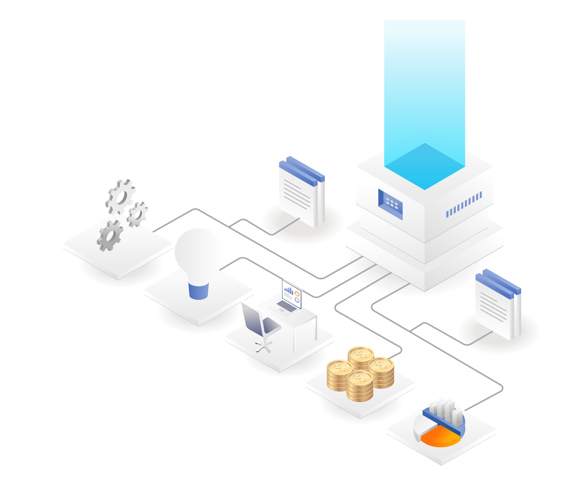 Central cloud server has many investment business office branches Vecteezy Central Cloud Server Has Many Investment Business Office
