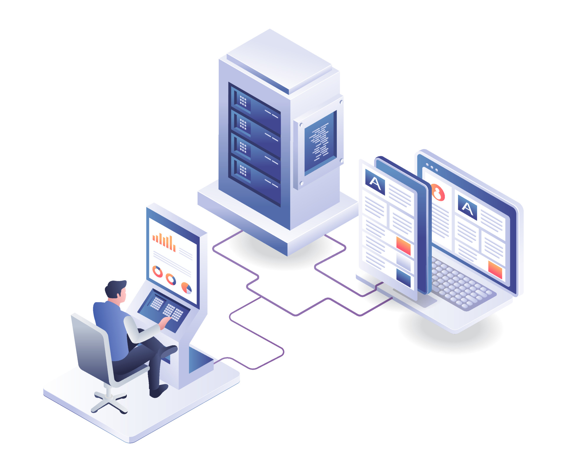 Man maintaining app data on server Vecteezy Man Maintaining App Data On Server 7885595
