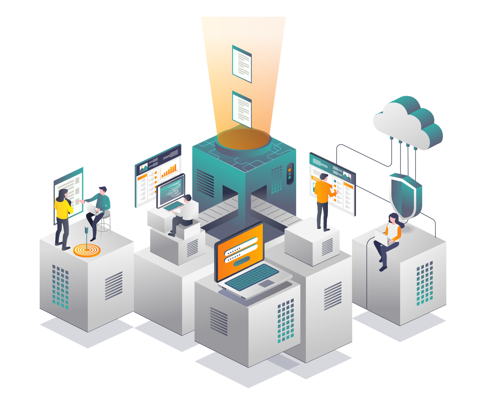 Processing cloud server data and security Vecteezy Processing Cloud Server Data And Security